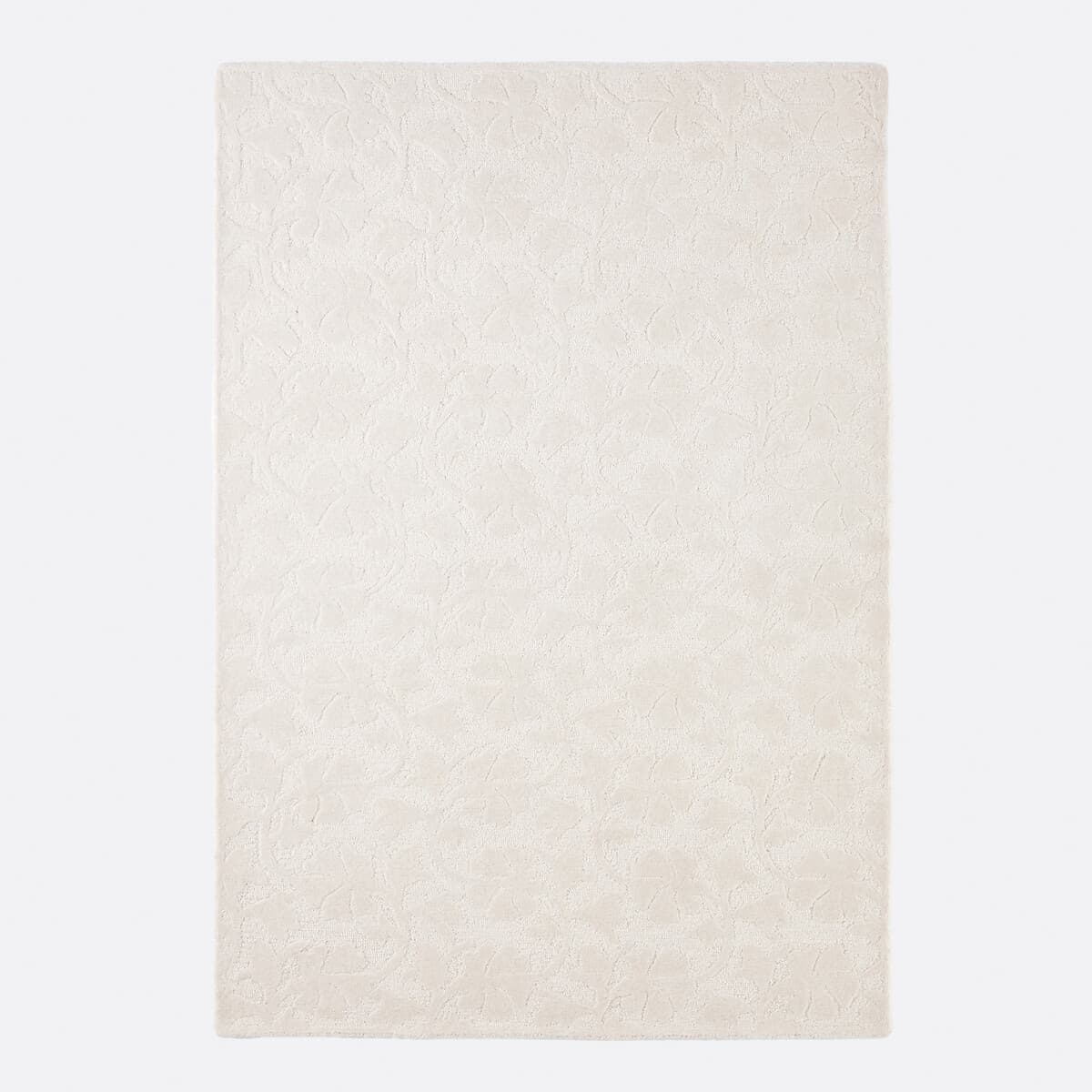 Alfombra rectangular de lana color crema
