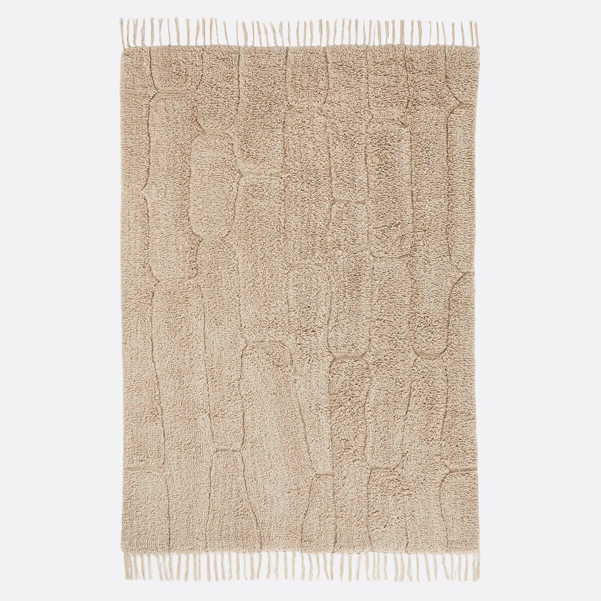 Alfombra de algodón con flecos color beige