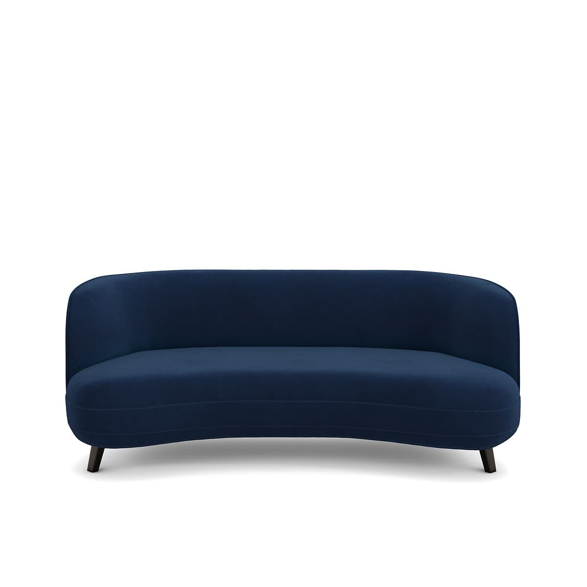 Sofá curvo de terciopelo azul