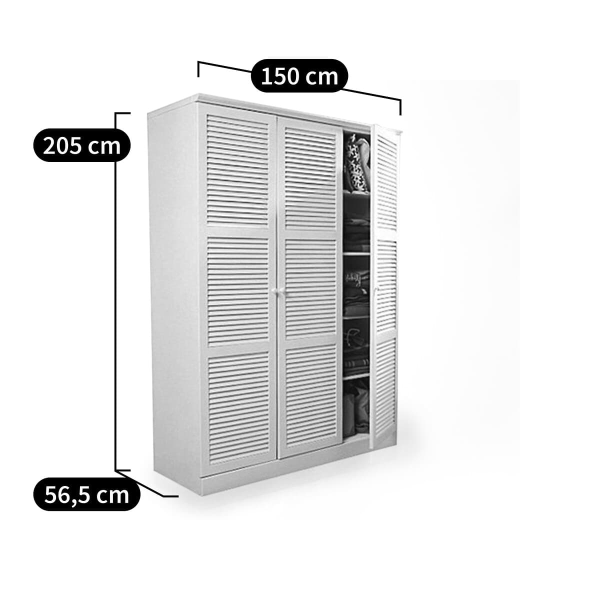 Armario ropero con puertas de persiana blanco