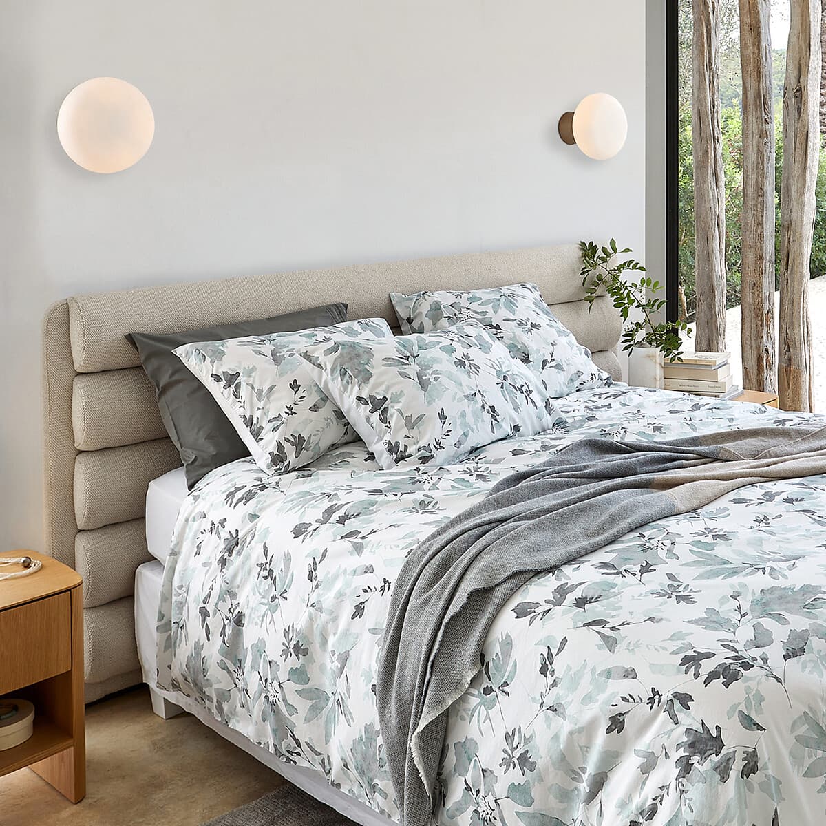 cabecero cama tapizado beige, cabecero cama diseño horizontal