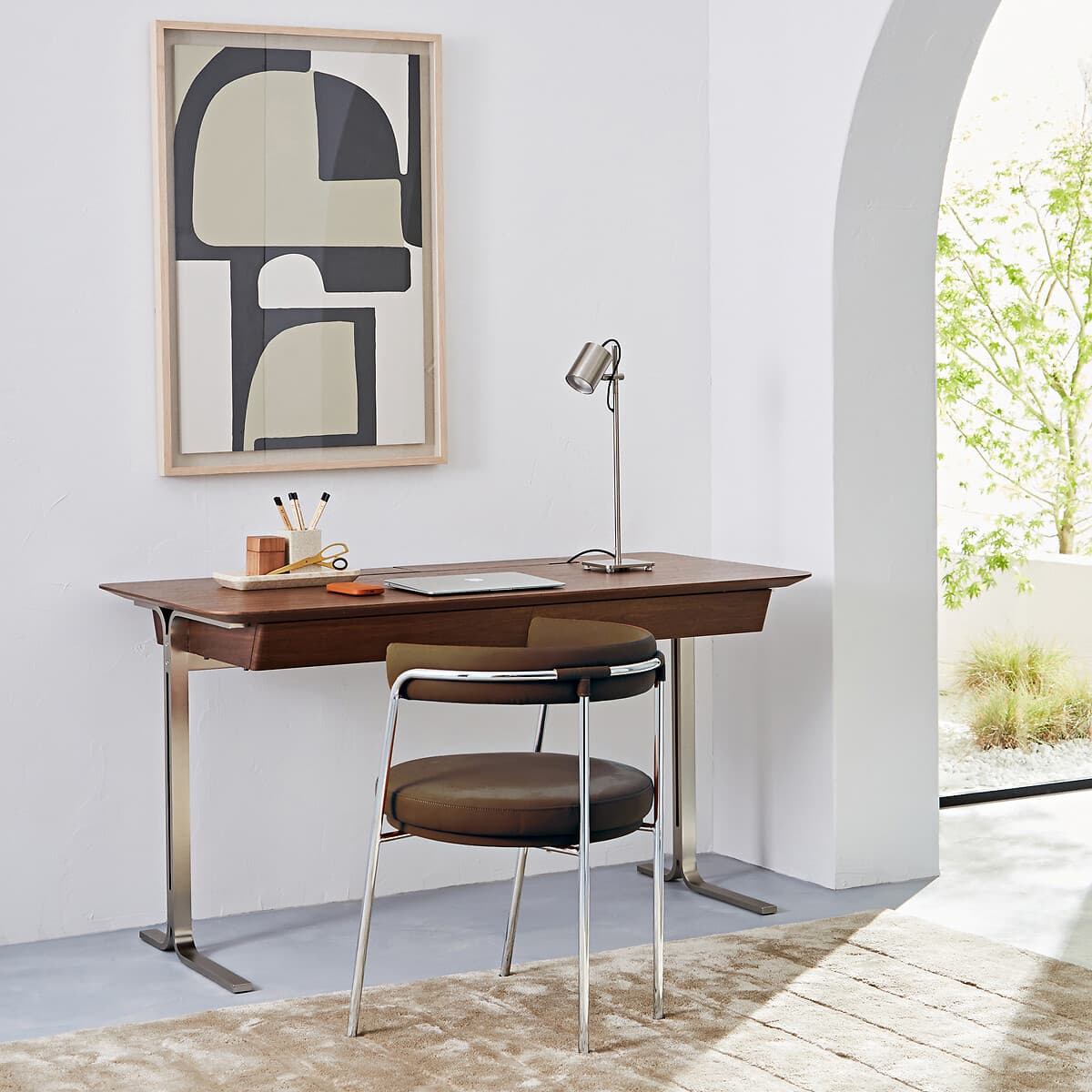 silla escritorio tapizada marron, silla diseño ergonómica