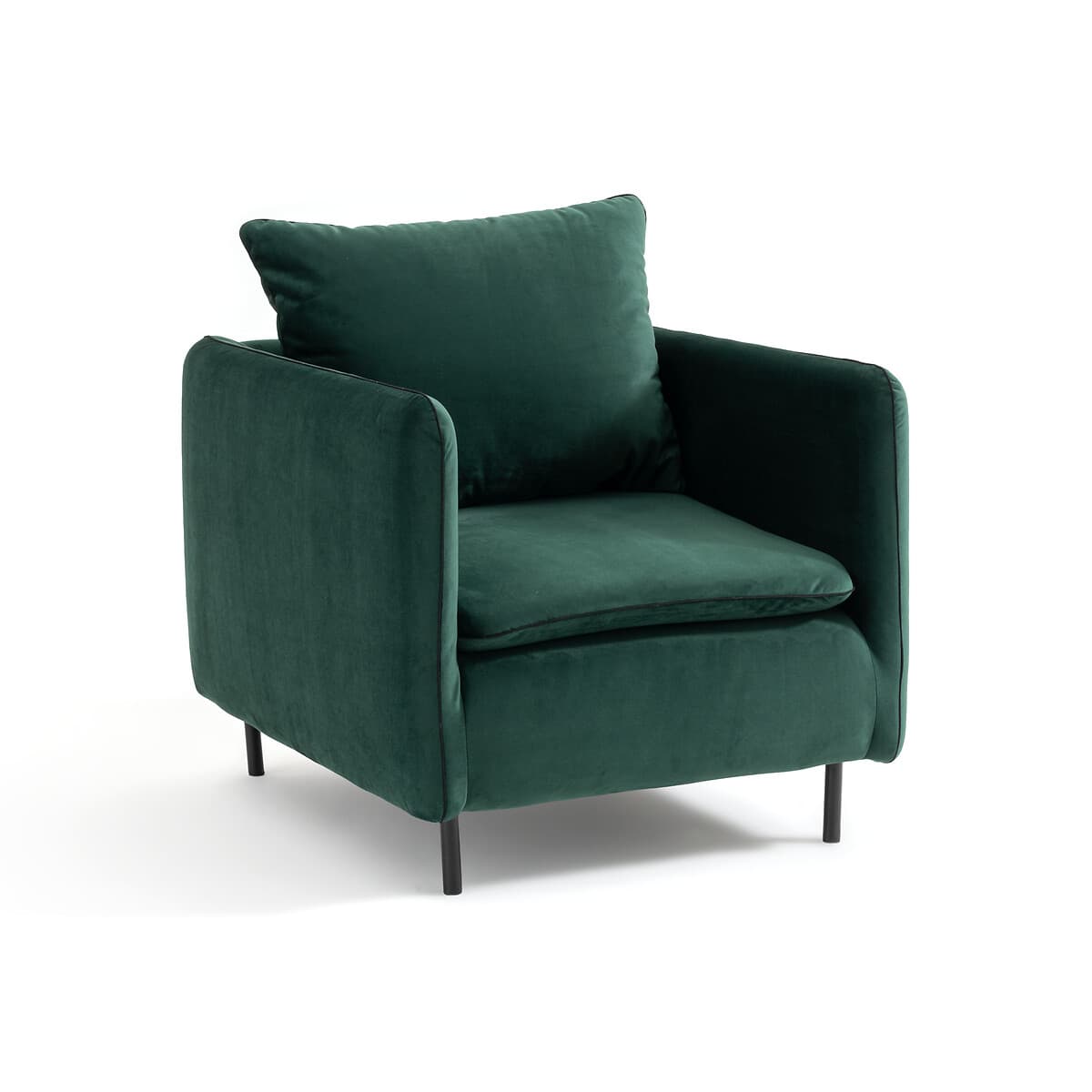 Sillón tapizado de terciopelo verde
