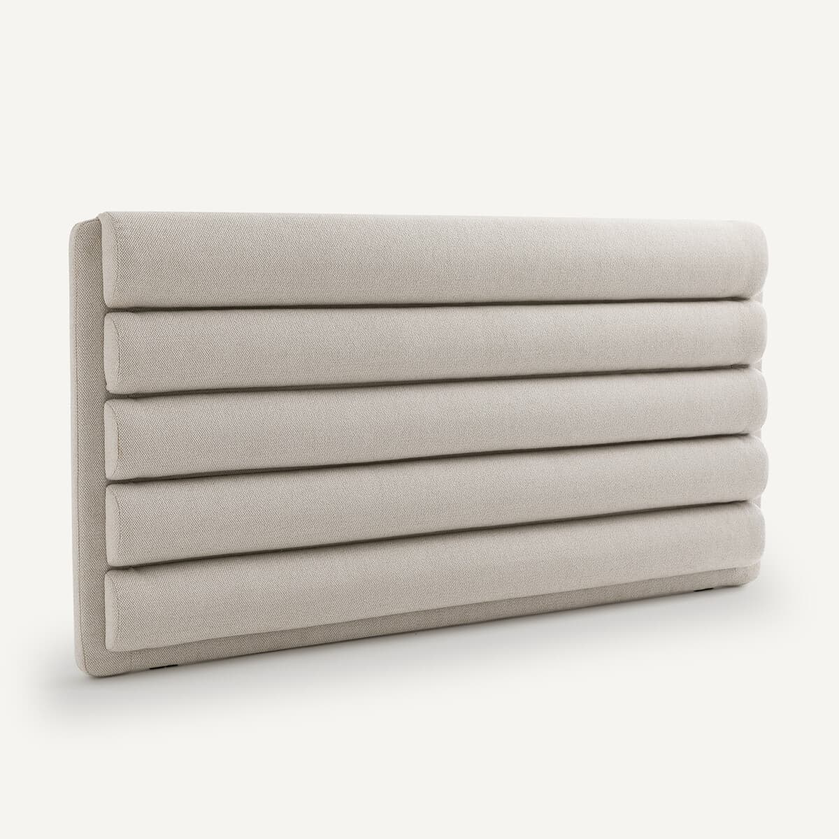 Cabecero de cama tapizado beige con listones