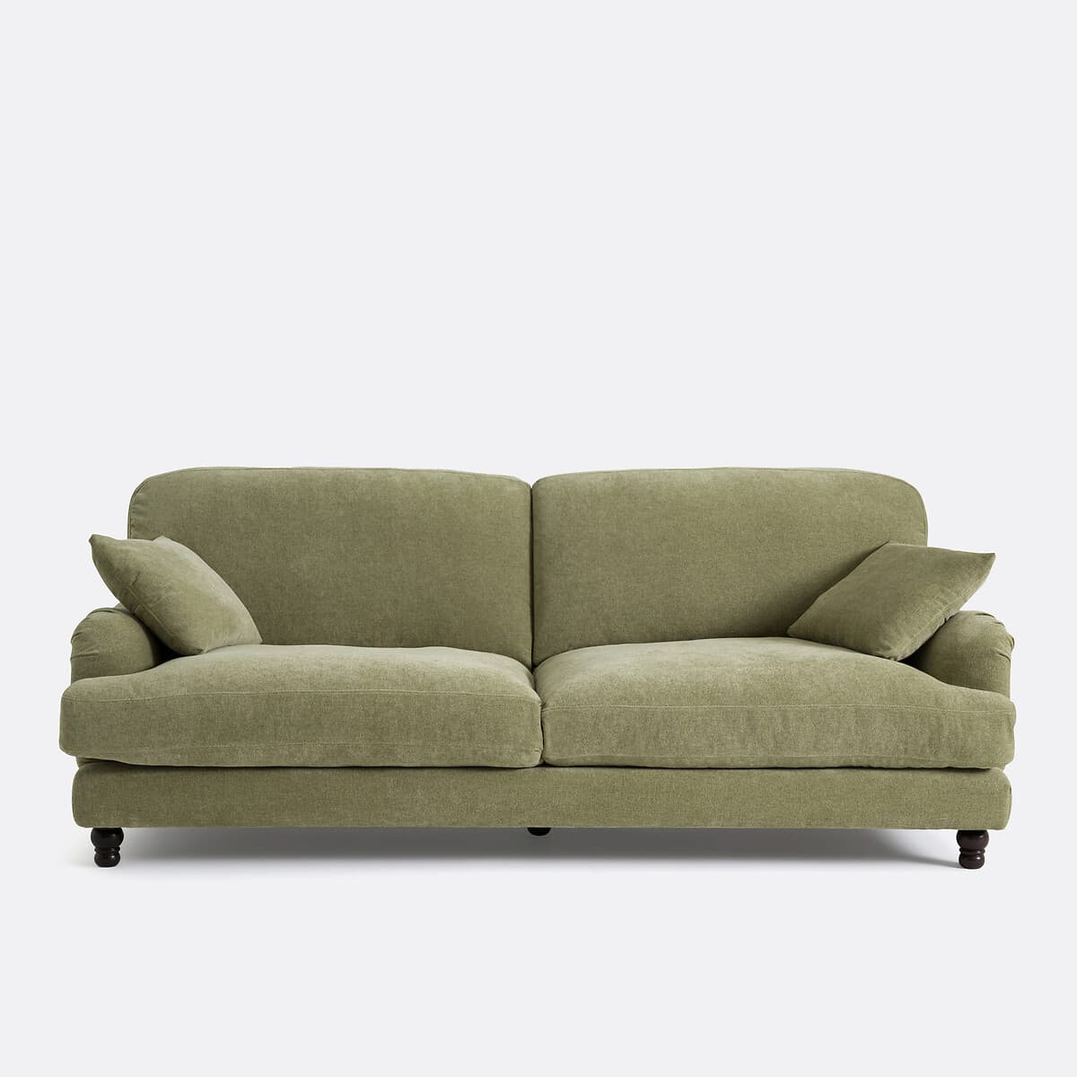 Sofá de 3 plazas tapizado en tela verde oliva