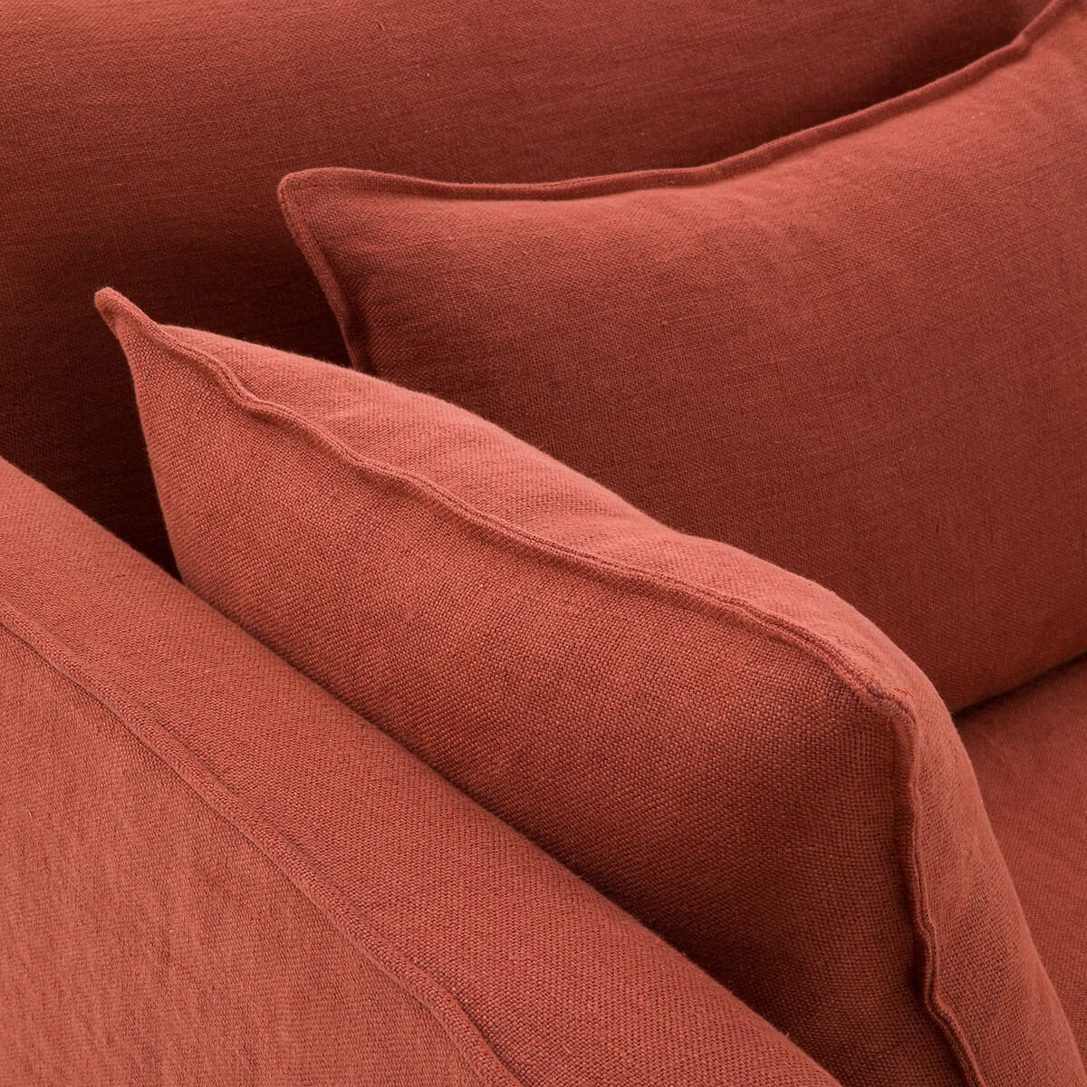 cojín terracota lino, cojín cuadrado decorativo