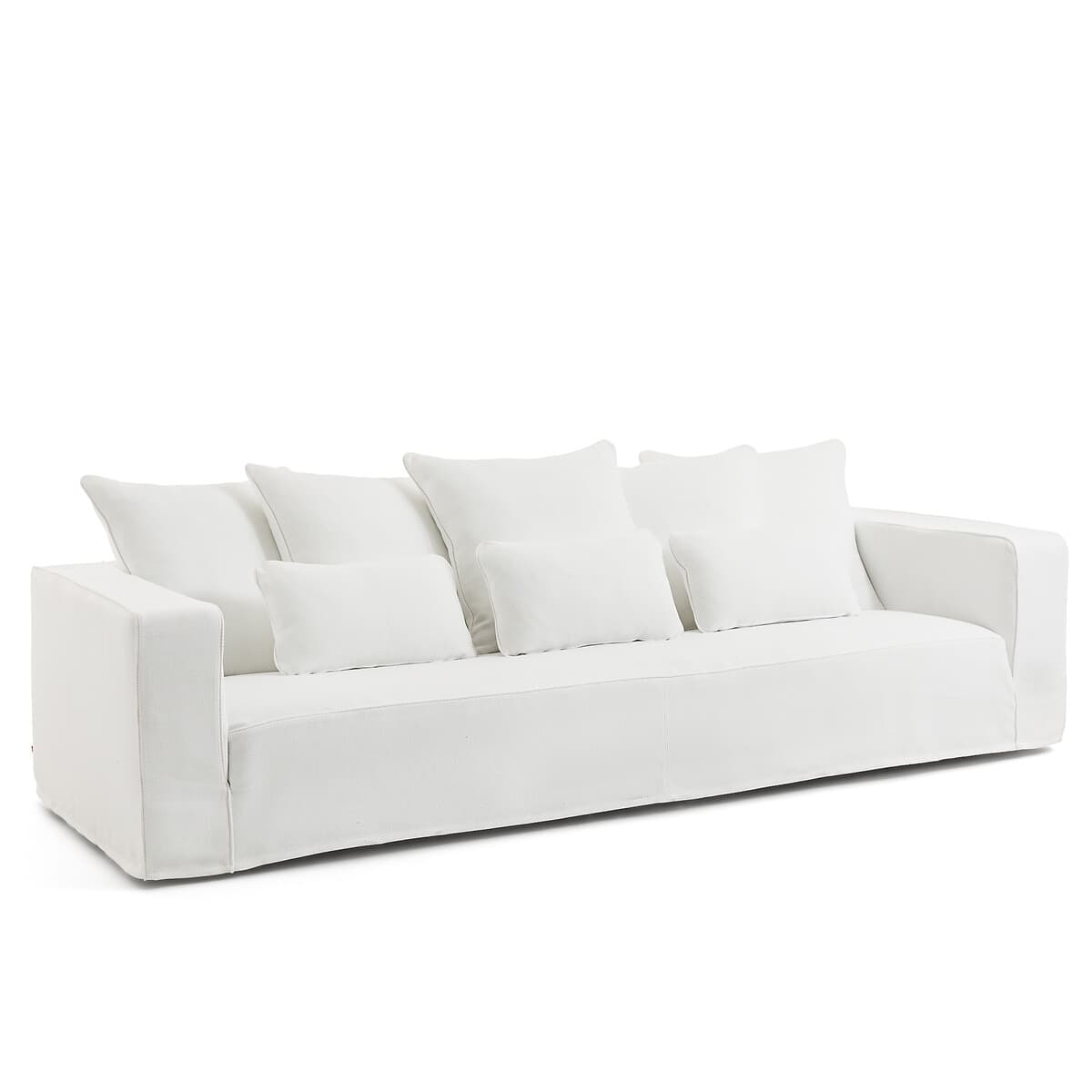 Sofá modular tapizado en tela blanca