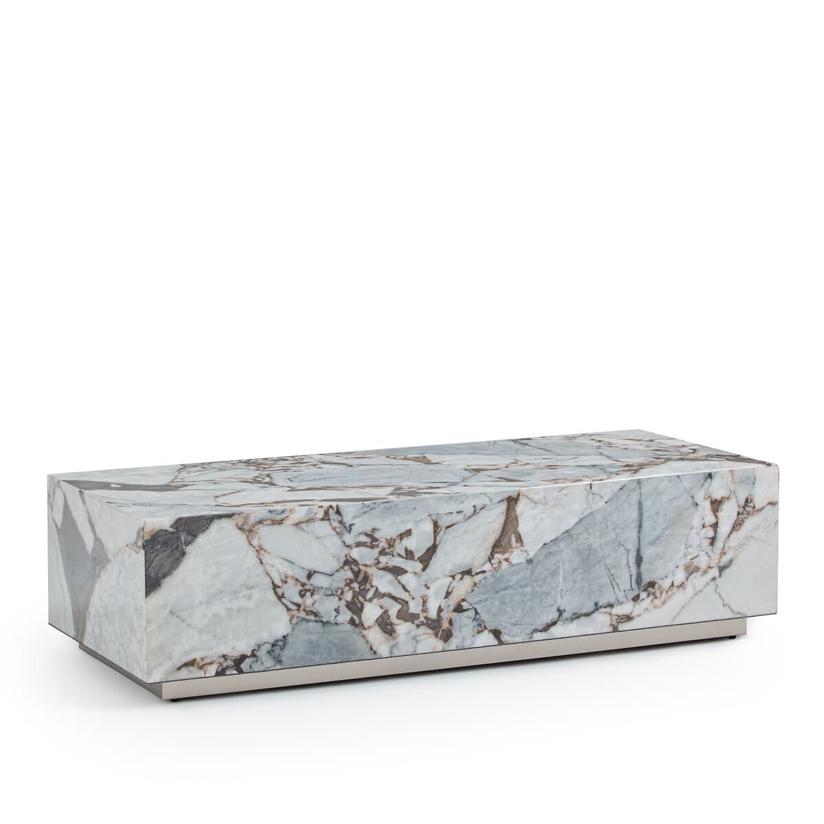 Mesa de centro rectangular de mármol blanco