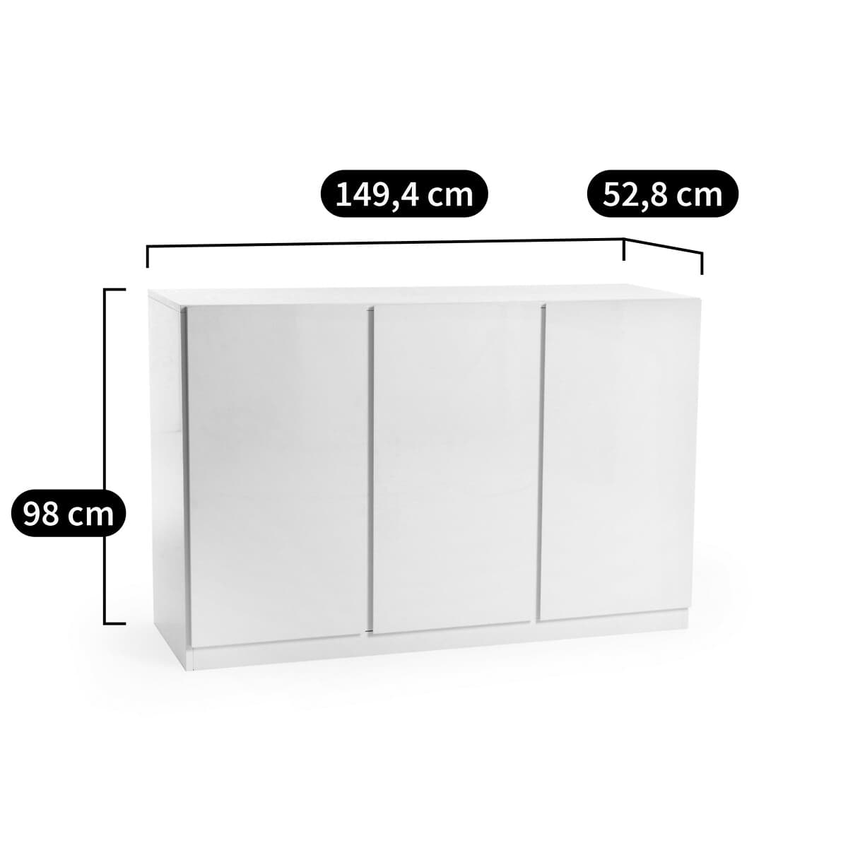 Aparador moderno blanco con puertas