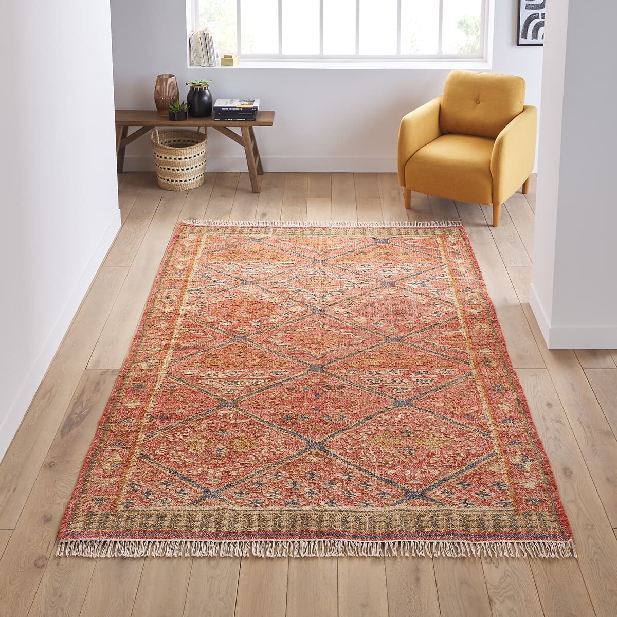 Alfombra de lana con diseño geométrico