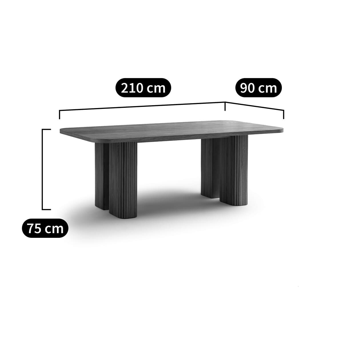 Mesa de comedor rectangular de madera gris