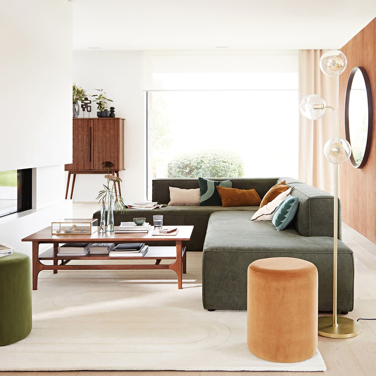 Sofá modular esquinero verde oliva