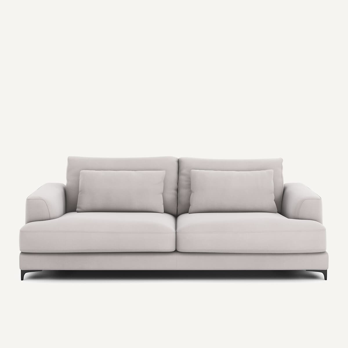 Sofá de dos plazas tapizado en tela color beige