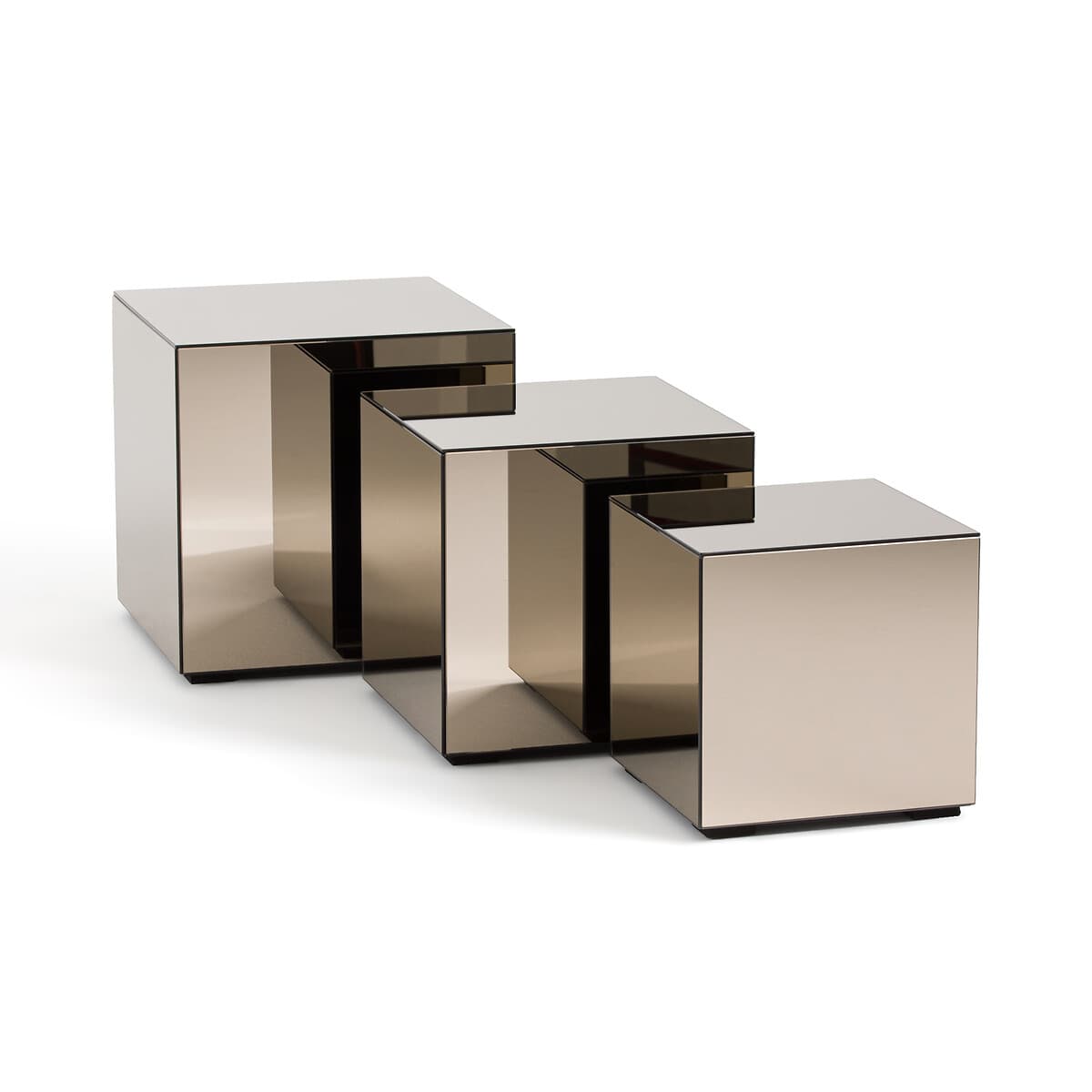 Juego de 3 mesas auxiliares de espejo