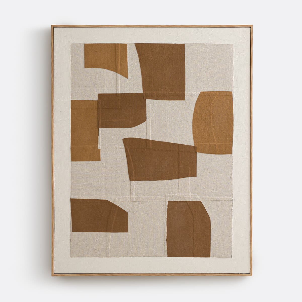 cuadro abstracto beige y marrón, arte moderno pared salón