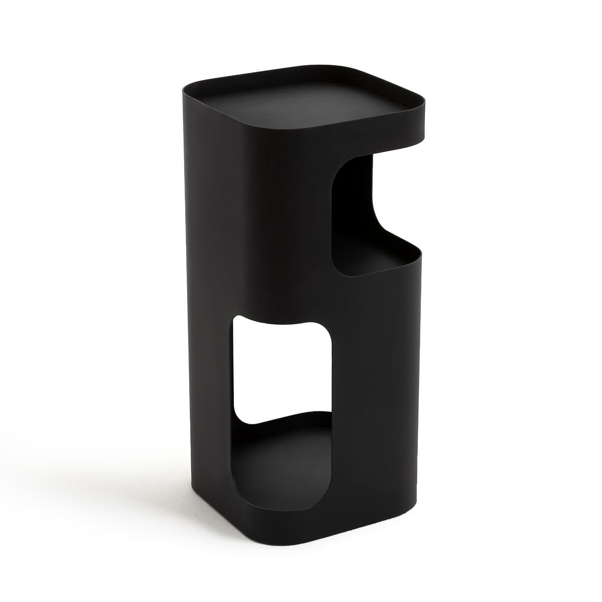 Mesita de noche moderna negra con estantes