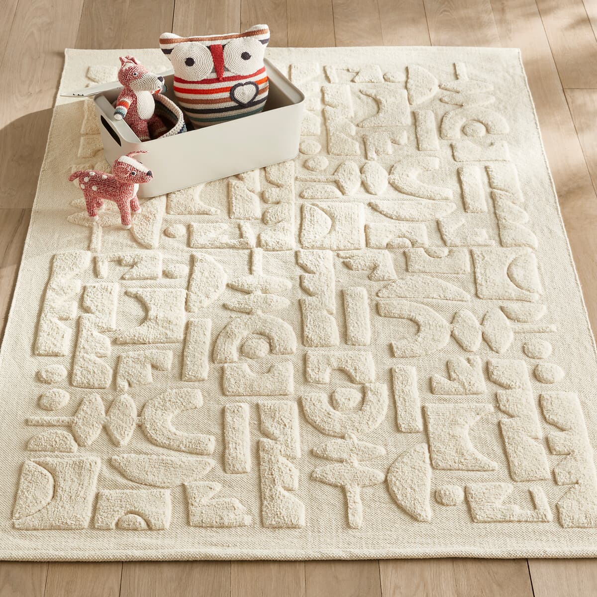 Alfombra de algodón con relieves geométricos