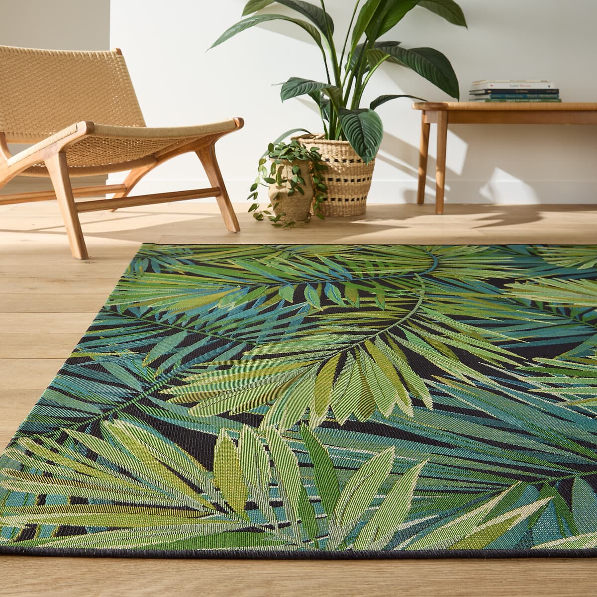 alfombra hojas verdes, alfombra diseño tropical