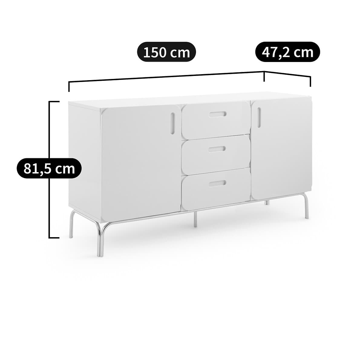 Aparador blanco con patas de metal