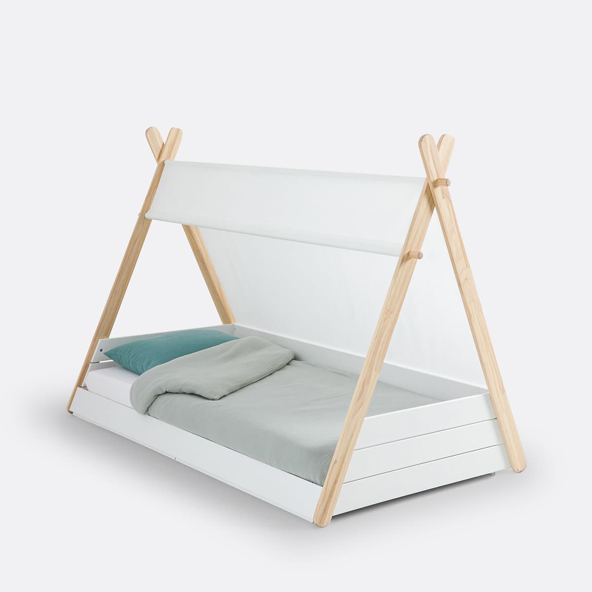 Cama infantil tipo tipi de madera blanca