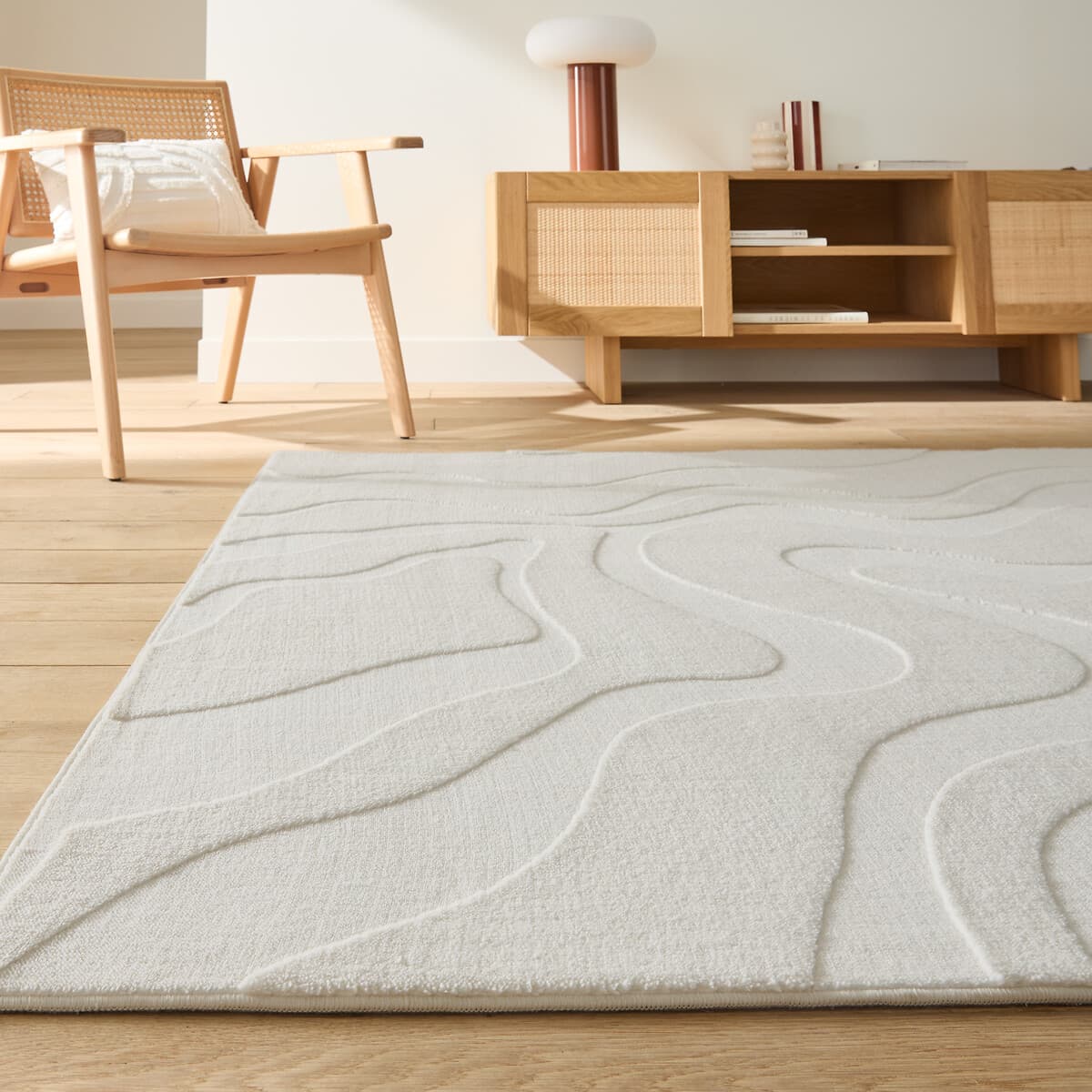 alfombra lana blanca diseño, alfombra salon estilo nordico