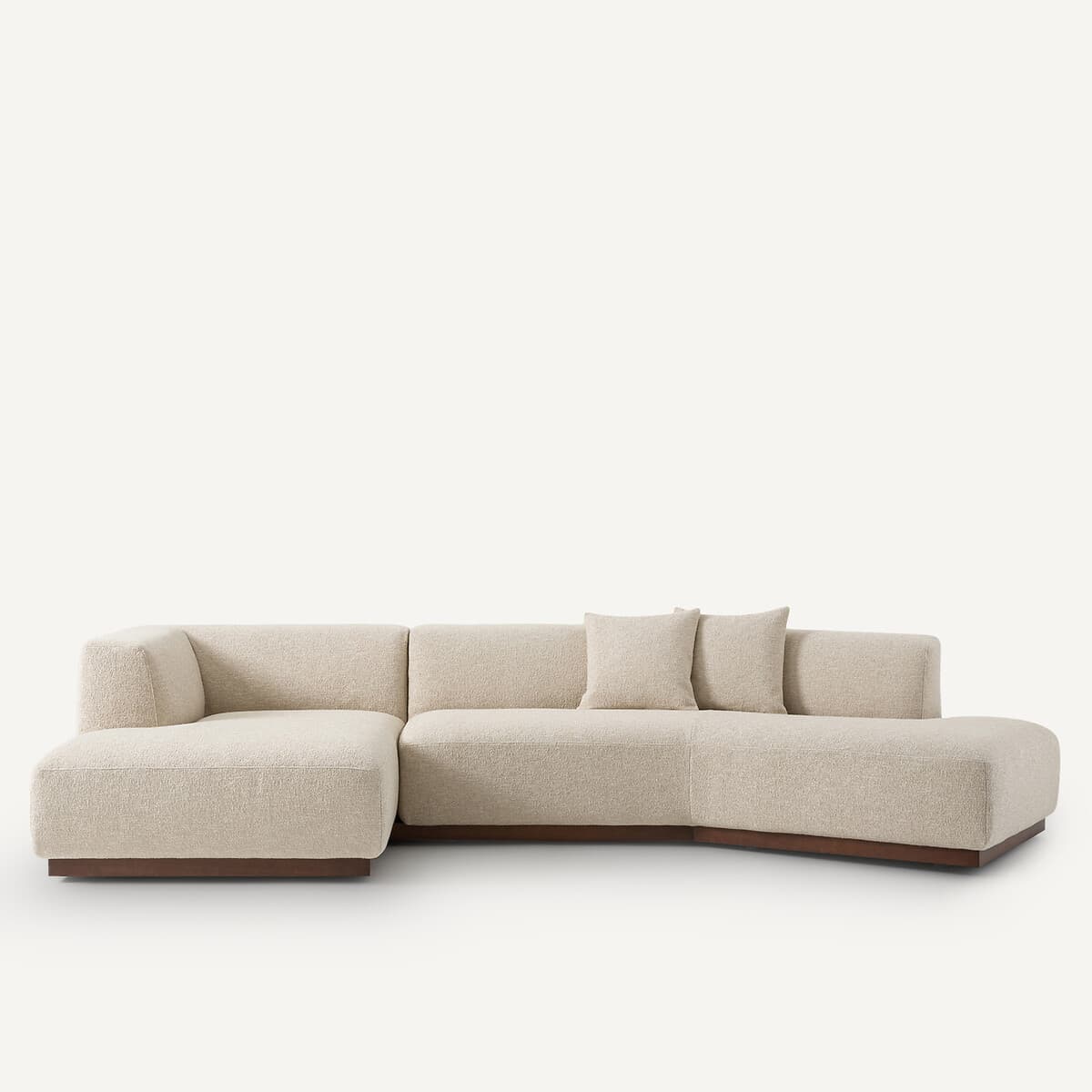 Sofá modular esquinero en beige bouclé