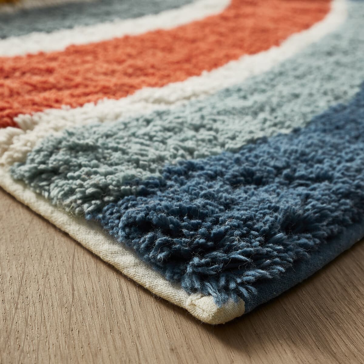 Alfombra de algodón a rayas multicolor