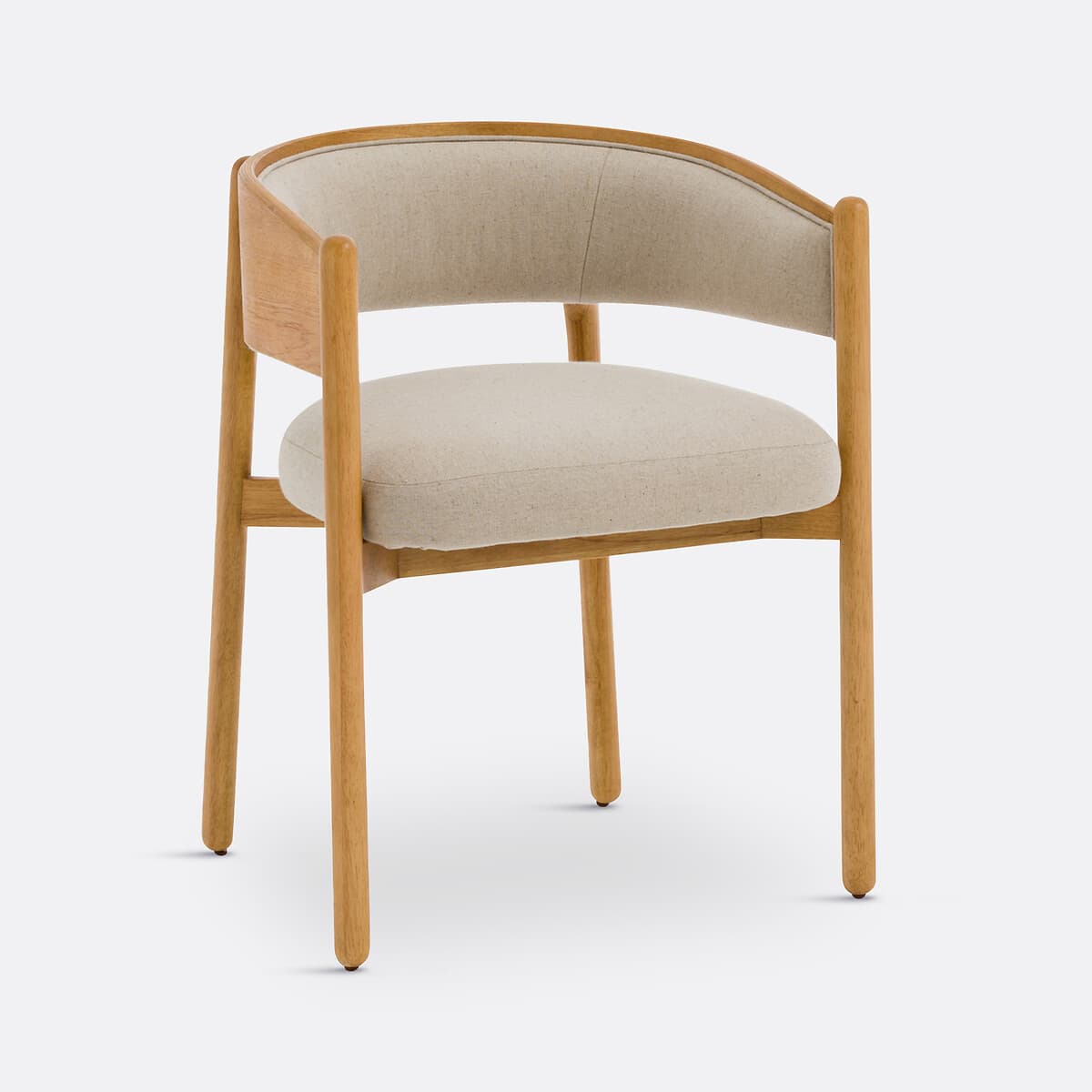 Silla de Comedor Nórdica de Madera Clara y Tela Beige