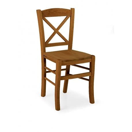 Silla de comedor de madera con respaldo en cruz