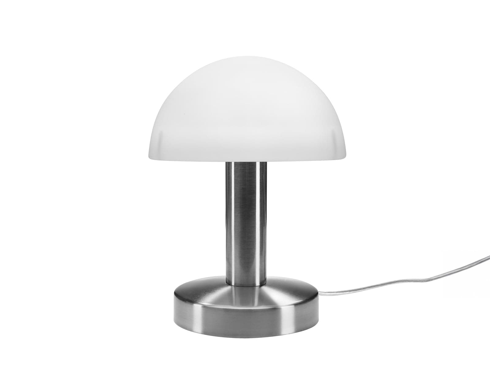 Lámpara de mesa moderna blanca y plateada