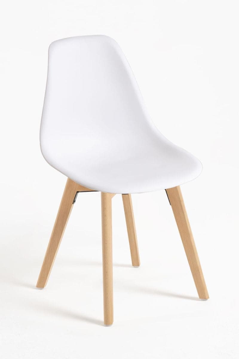 Silla de Comedor Blanca con Patas de Madera Clara