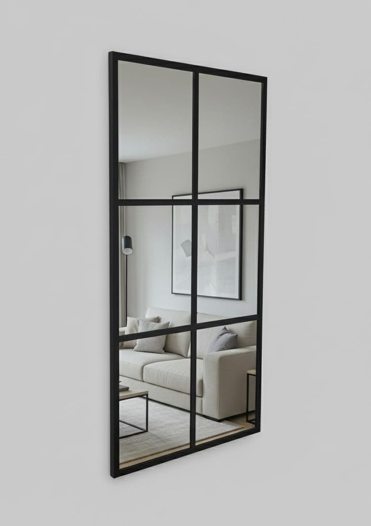 Espejo de pared rectangular con marco negro