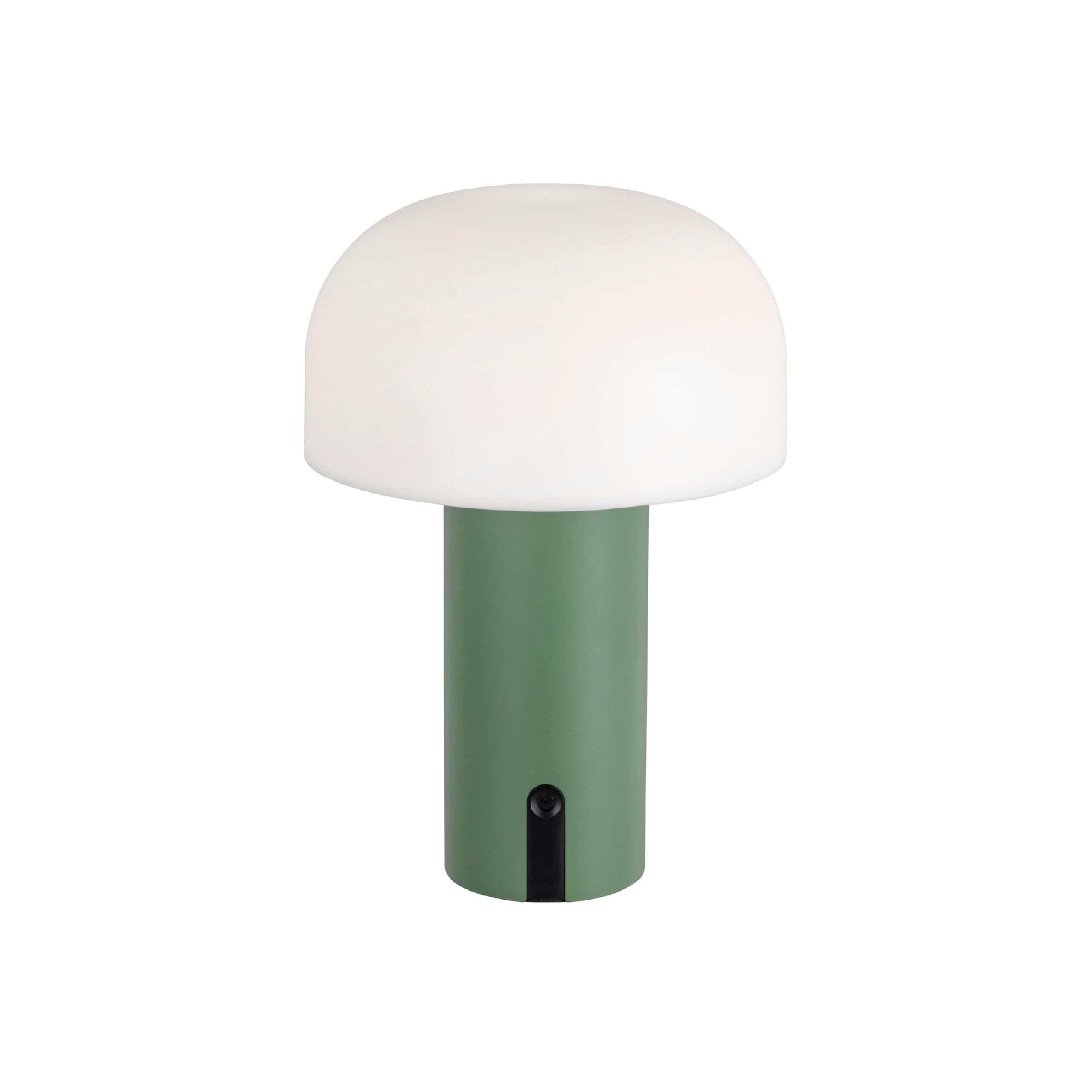 Lámpara de mesa estilo seta blanca y verde