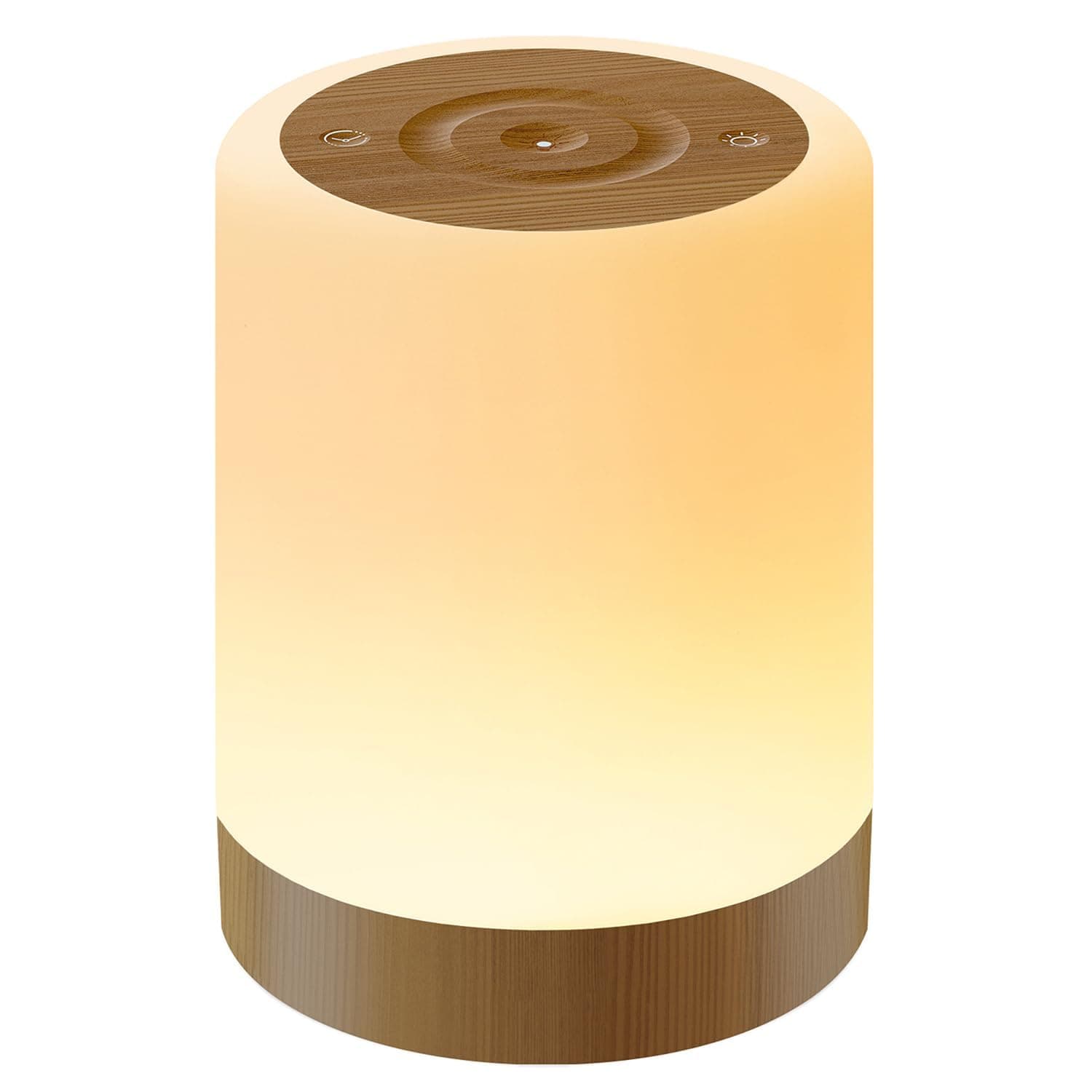 Lámpara de mesa cilíndrica táctil de madera