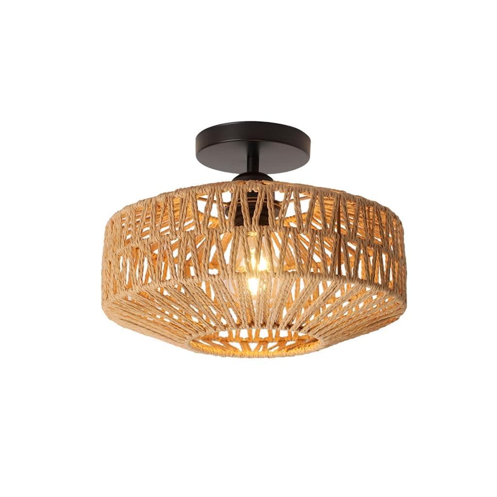 Lámpara de techo de cuerda natural estilo boho
