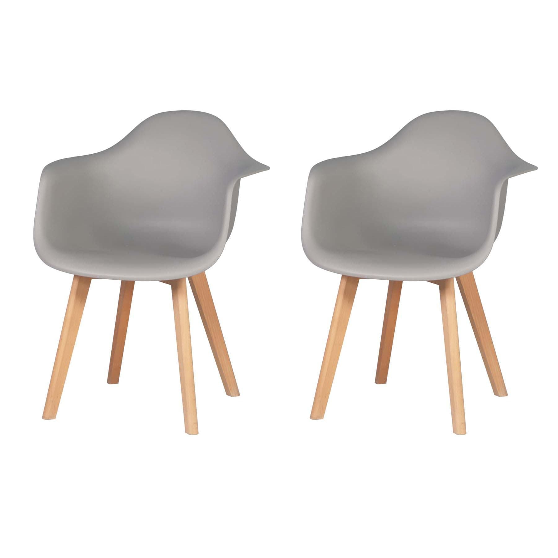 Silla de comedor gris con patas de madera clara