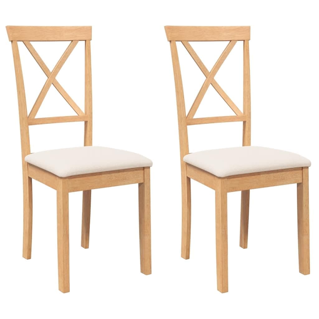 Silla de comedor de madera clara con asiento tapizado