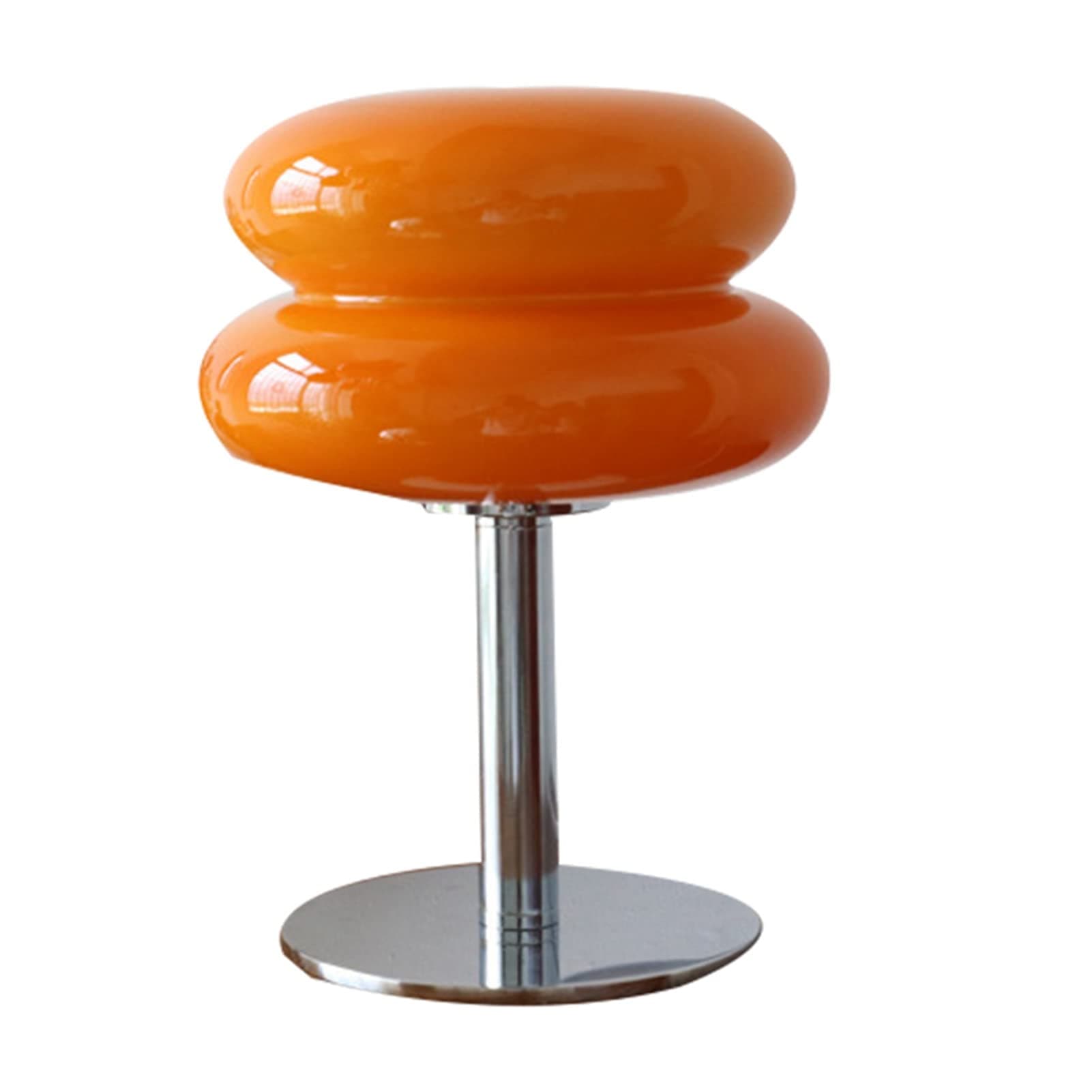 Lámpara de mesa de cristal naranja con base cromada