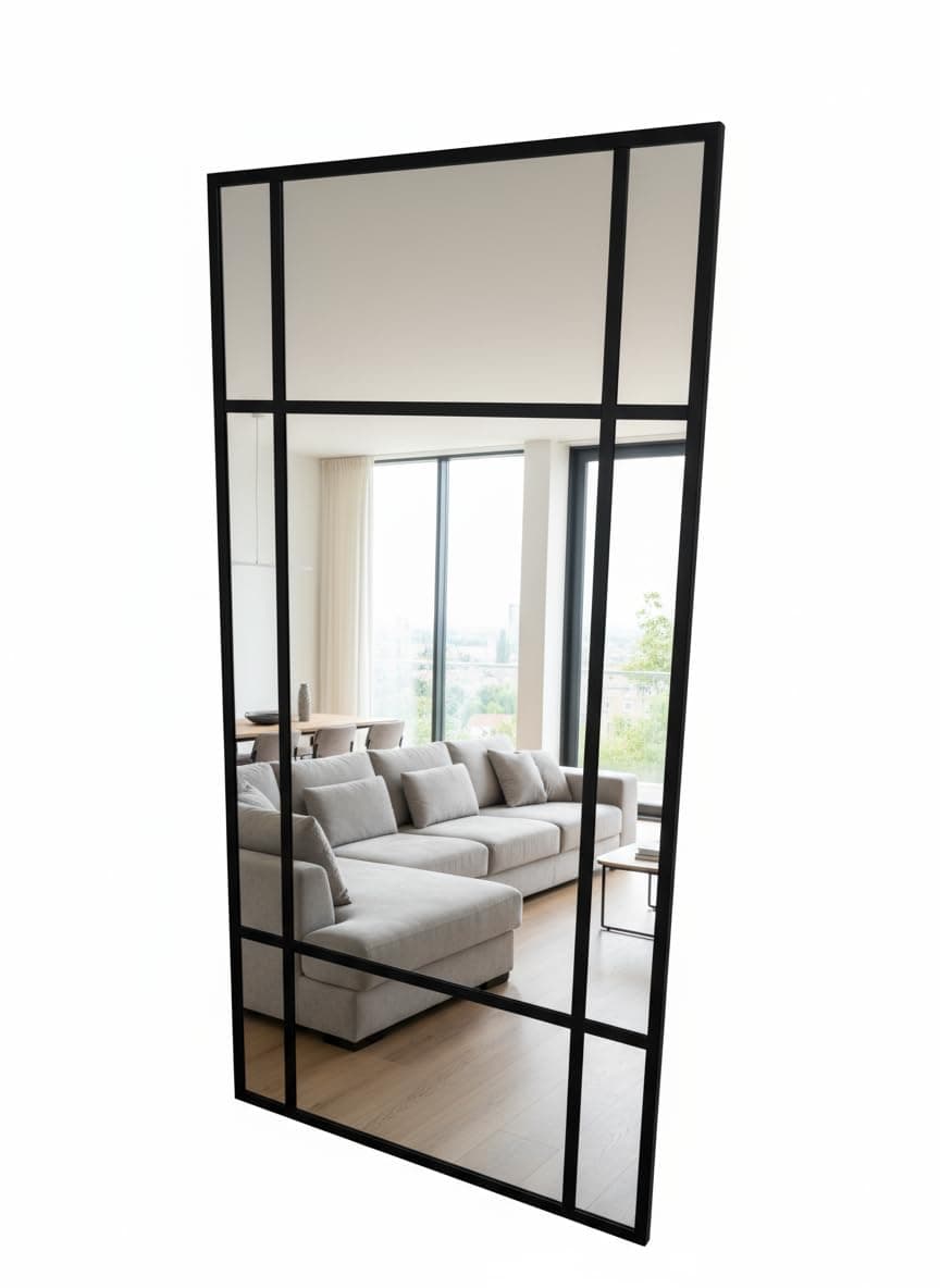 Espejo de pared con marco de metal negro