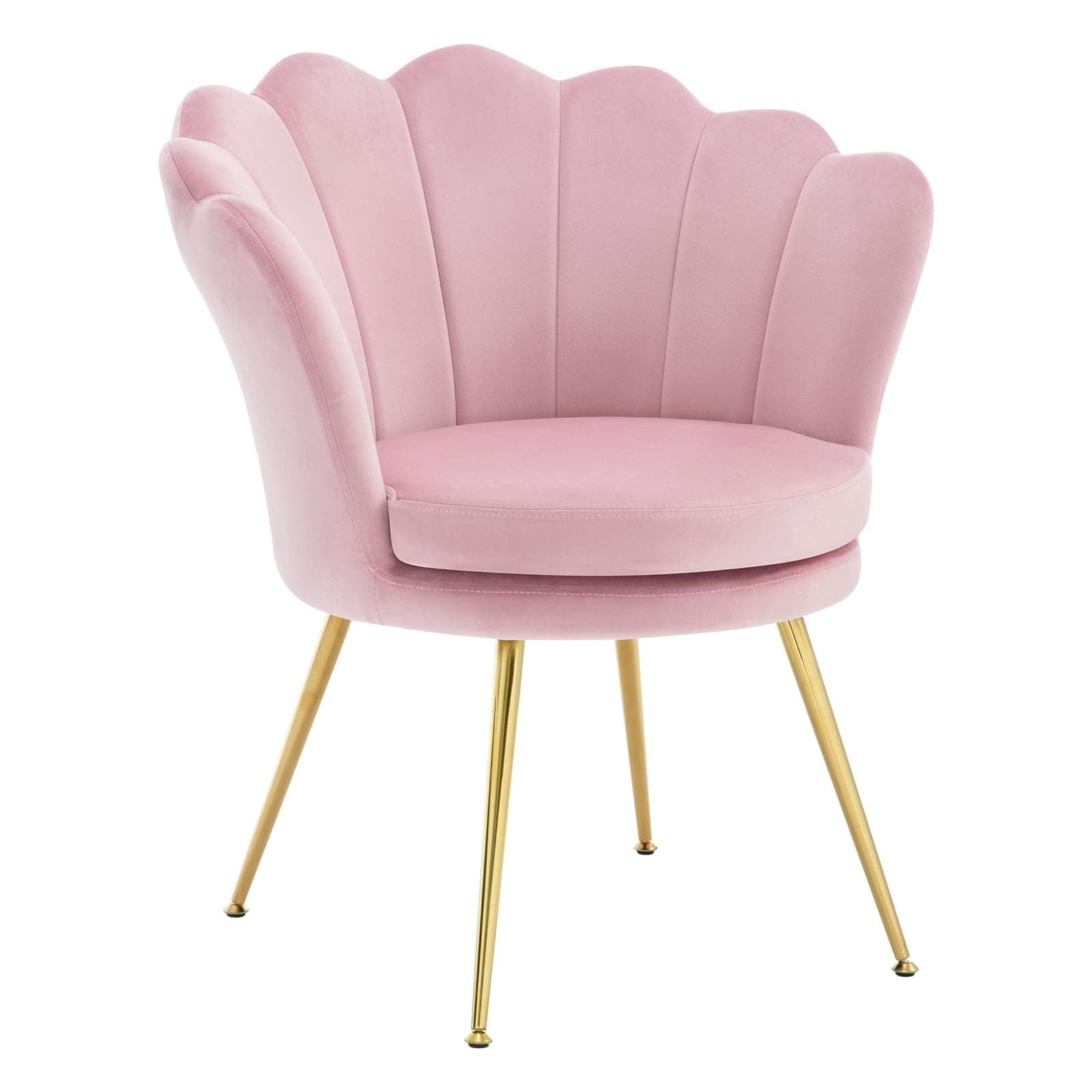 Sillón de terciopelo rosa con patas doradas