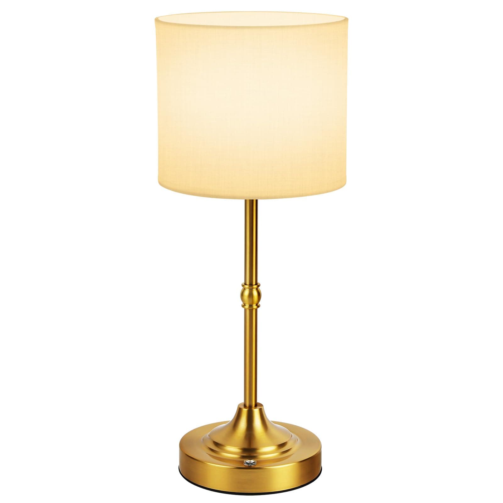 Lámpara de mesa dorada con pantalla cilíndrica