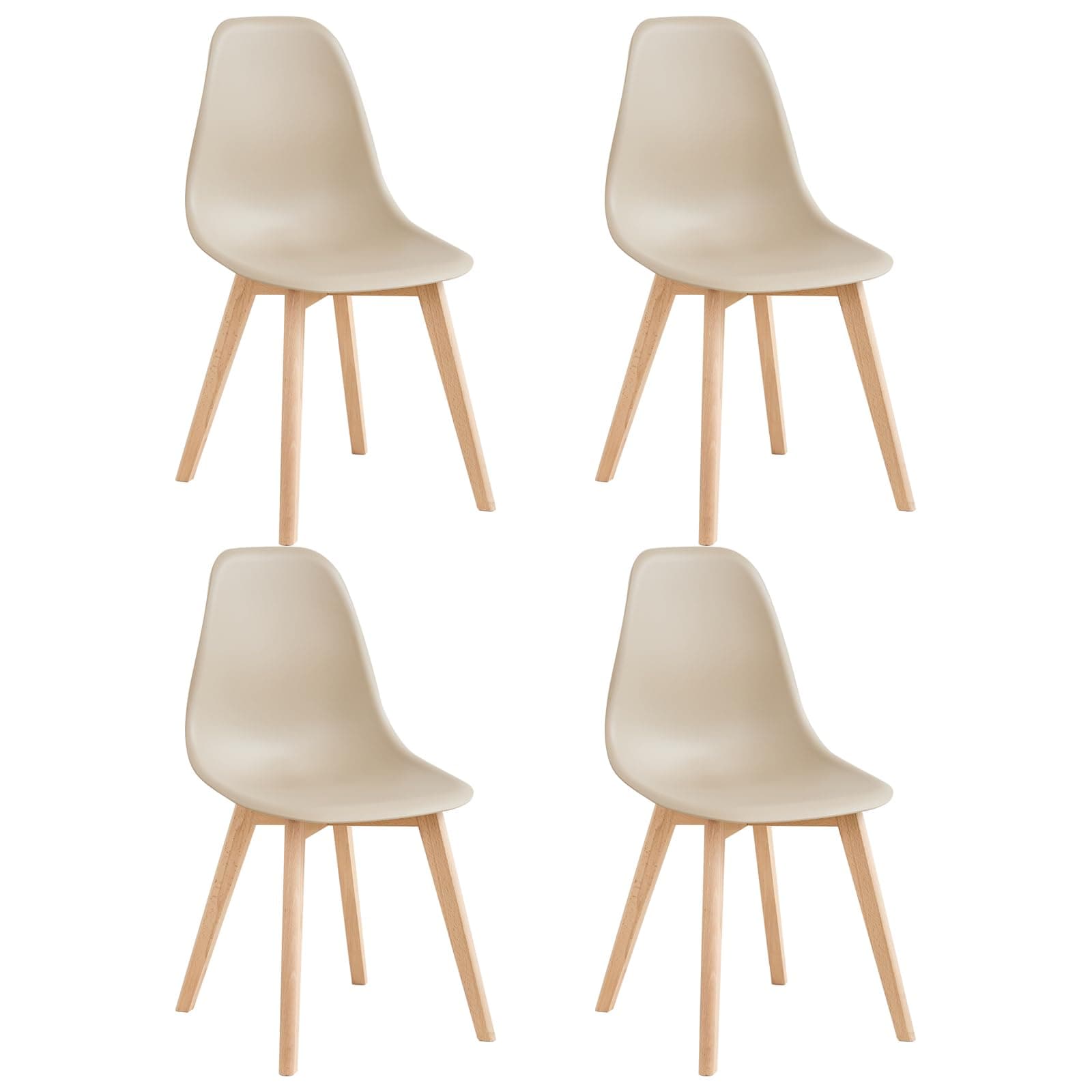Set de 4 Sillas de Comedor Eames Réplica Beige y Madera