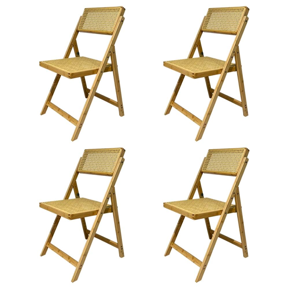 Silla plegable de madera y ratán natural