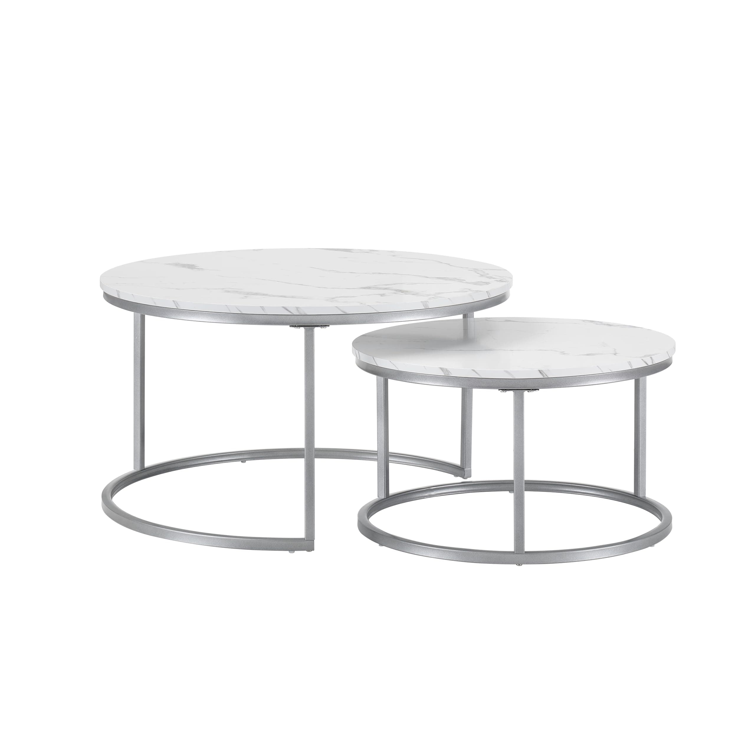 Juego de mesas de centro redondas con tapa de mármol blanco