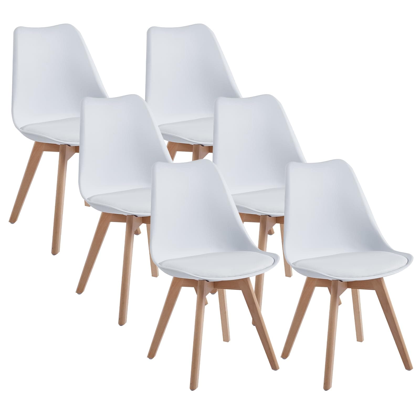 Silla de comedor blanca con patas de madera clara