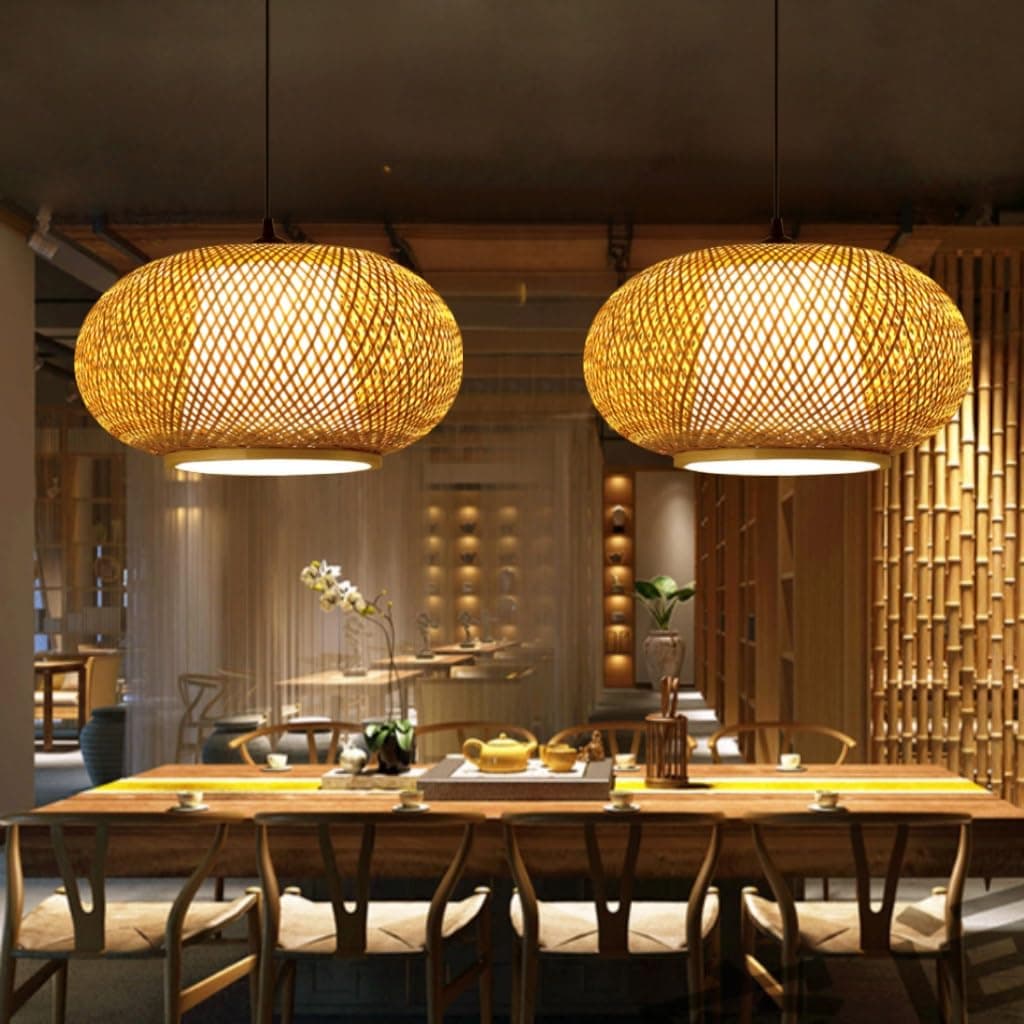Lámpara colgante de bambú natural
