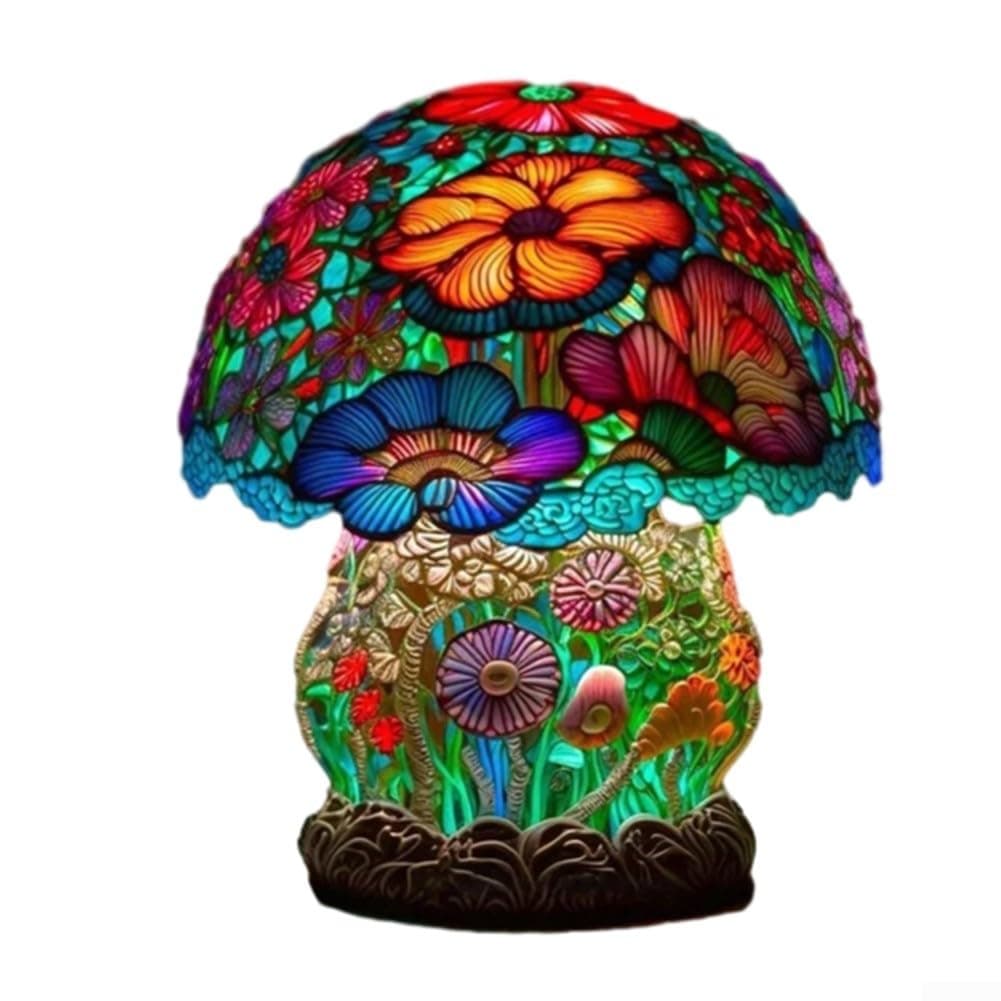 Lámpara de mesa Tiffany multicolor floral