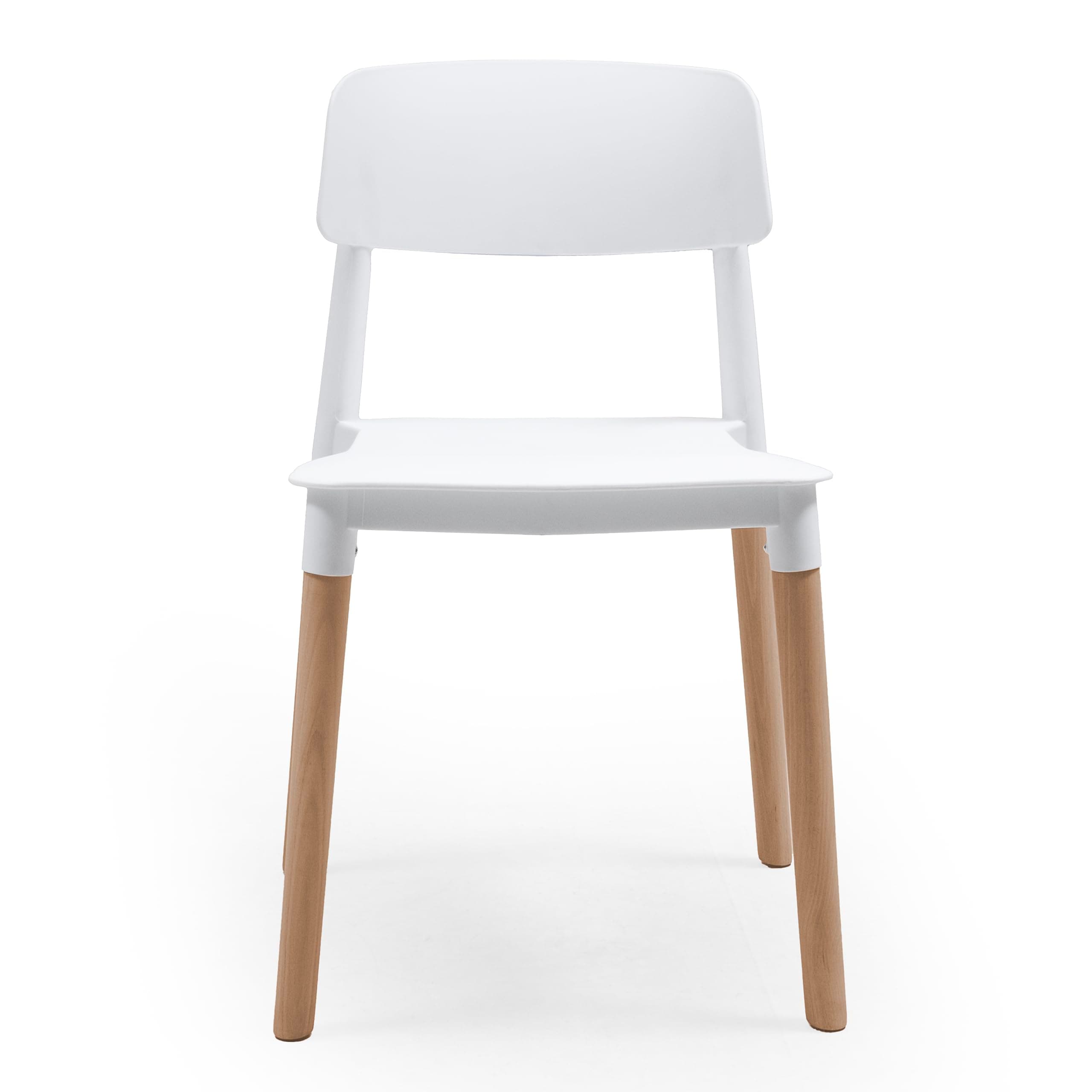 Silla de comedor blanca con patas de madera clara