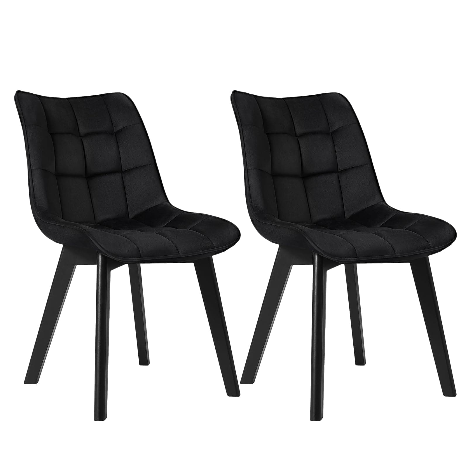 Silla de comedor tapizada en terciopelo negro