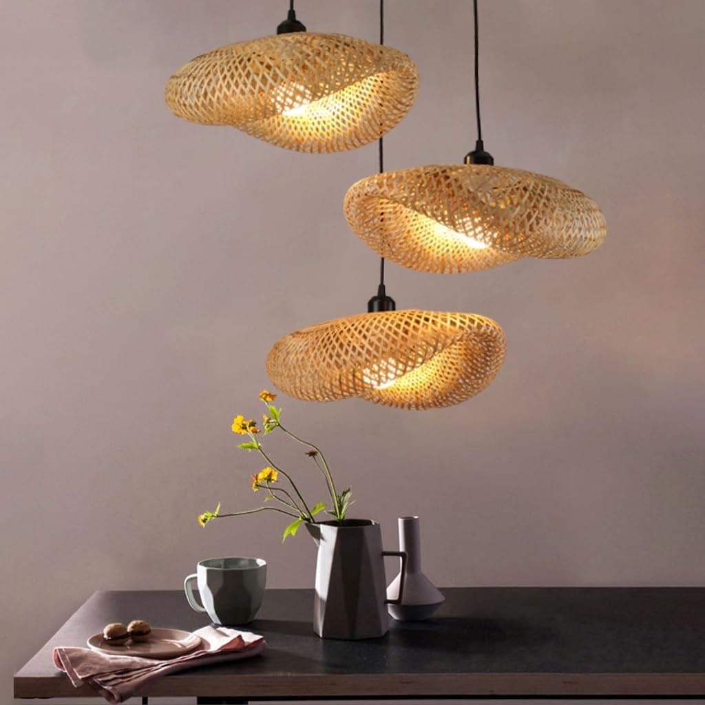 Lámpara colgante de bambú natural